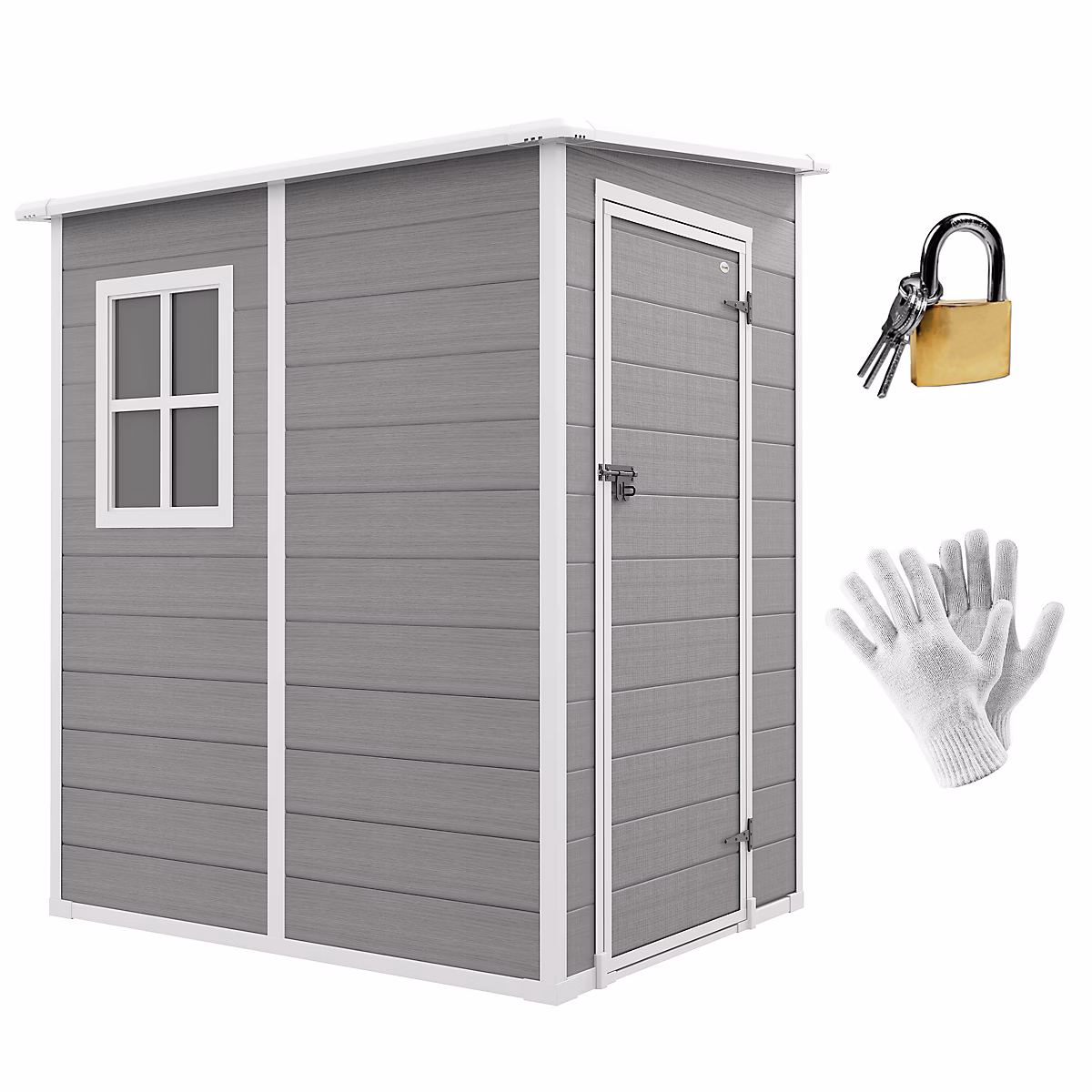 Abri de jardin cabanon 1 – 54 m², porte verrouillable, fenêtre, aération, alu. PP gris
