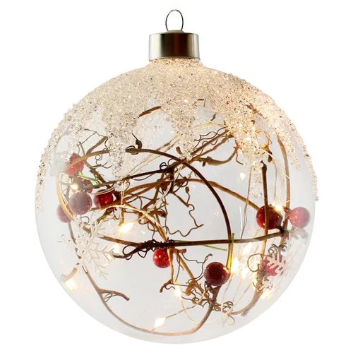 Boule de Noël lumineuse LED à lumière fixe blanc à piles - Ø 12 cm