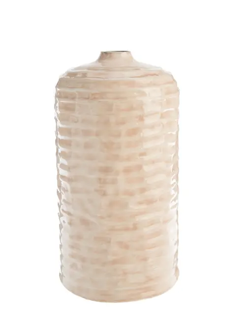 Vase métal martelé coloris blancosé moyen modèle - Ø 21 x H 46 cm
