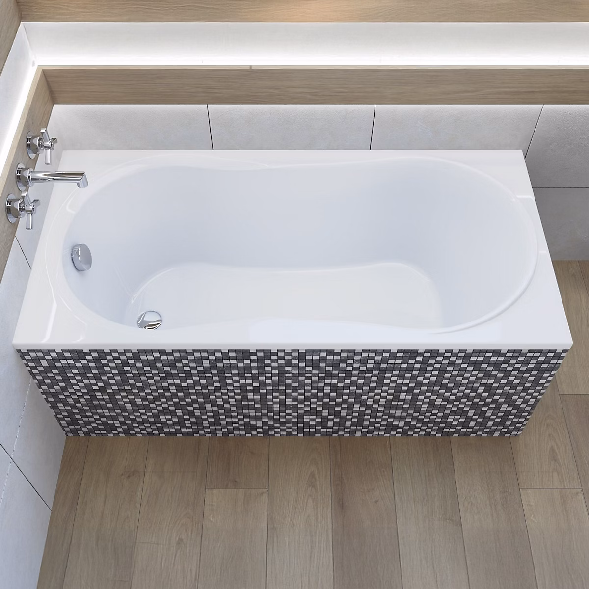 Baignoire rectangulaire 180 x 80 GRACJA acrylique blanc + Habillage en polystyrène + Pieds + Vidage à chromé | Baignoire
