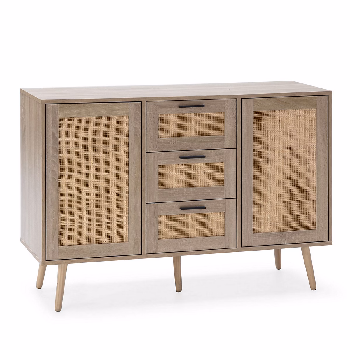 Buffet Dalia 3 tiroirs et 2 portes couleur chêne – 120 cm longueur
