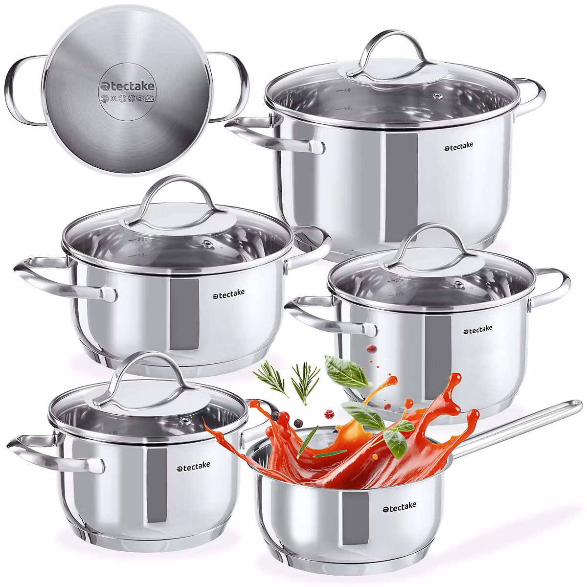 Batterie de casseroles 9 pièces compatible induction avec poignées – Réf. GTGQLVJBQ9645218495