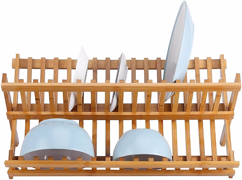 Rangement de cuisine – Égouttoir à vaisselle en bois de bambou à poser en bois