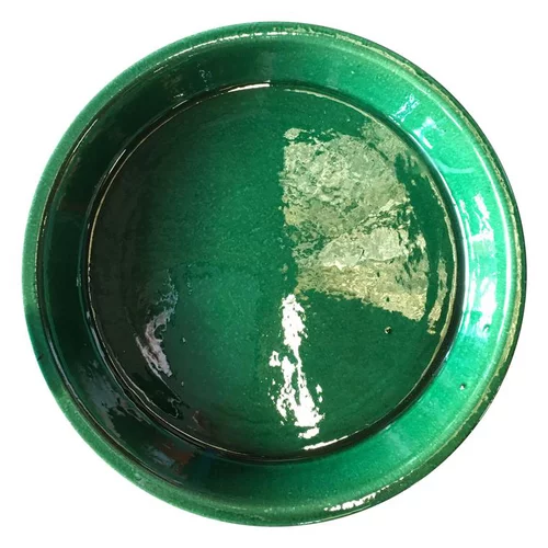 Soucoupe en terre émaillée vert Jade Les Poteries d’Albi - Ø 18 cm