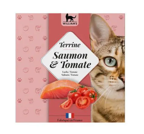 Alimentation humide complémentaire pour chat terrine saumon et tomate William's - 80 g