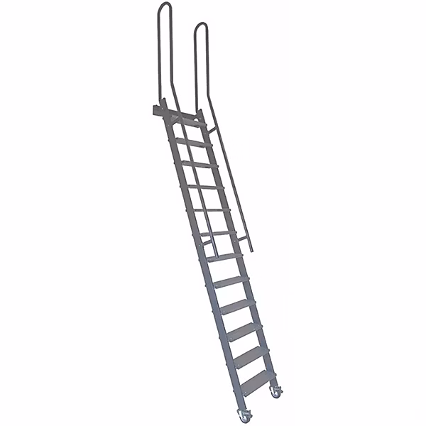 Echelle meunier rabattable acier – Marches bois, Hauteur à atteindre 2, 50m, Coloris gris, SSPXL, 263, G, RV