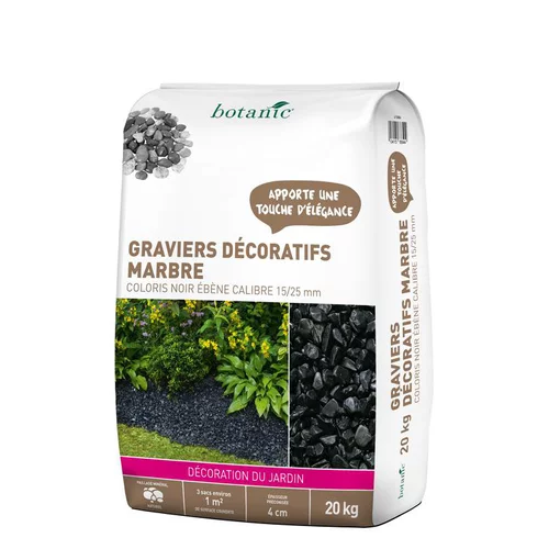 Graviers de marbre noir ébène de calibre 15 à 25 mm en sac de 20 kg