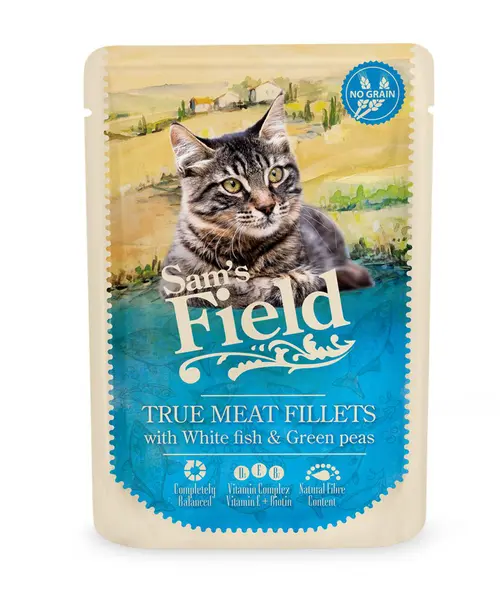 Pâtée pour chat en sachet au poisson et au pois Sam's Field - 85 g