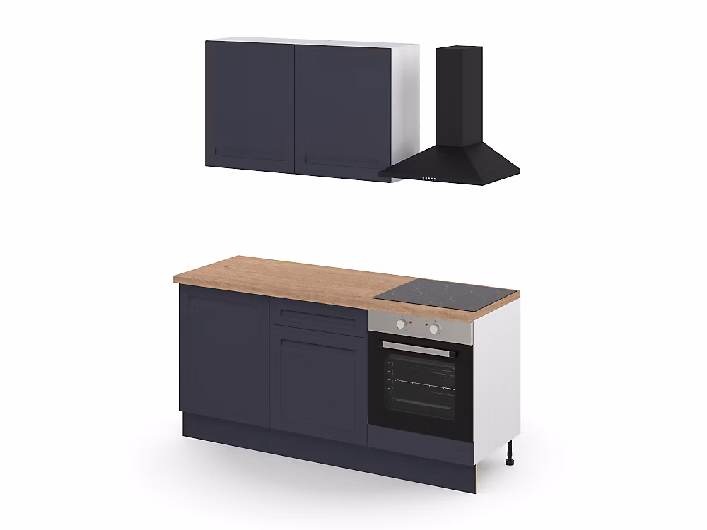 Cuisine complète GoodHome Garcinia bleu mat 2 caissons hauts + 3 bas sans électroménager l.80 cm | Cuisine