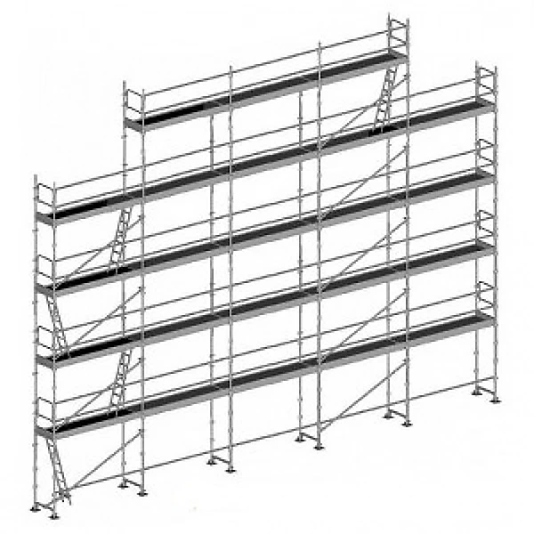 Echafaudage fixe de façade 180m² – Structure + Planchers + Plinthes + Lisses, DUO180-SPP
