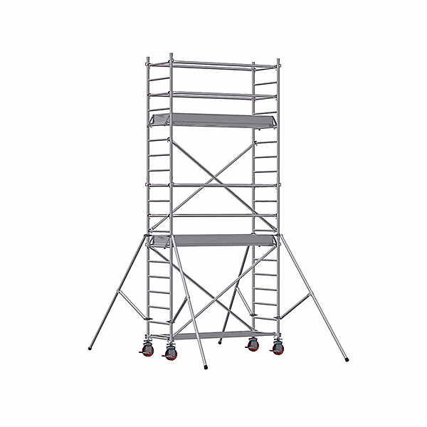 Echafaudage roulant alu – embase simple, hauteur de travail max 5.90m, 7130040