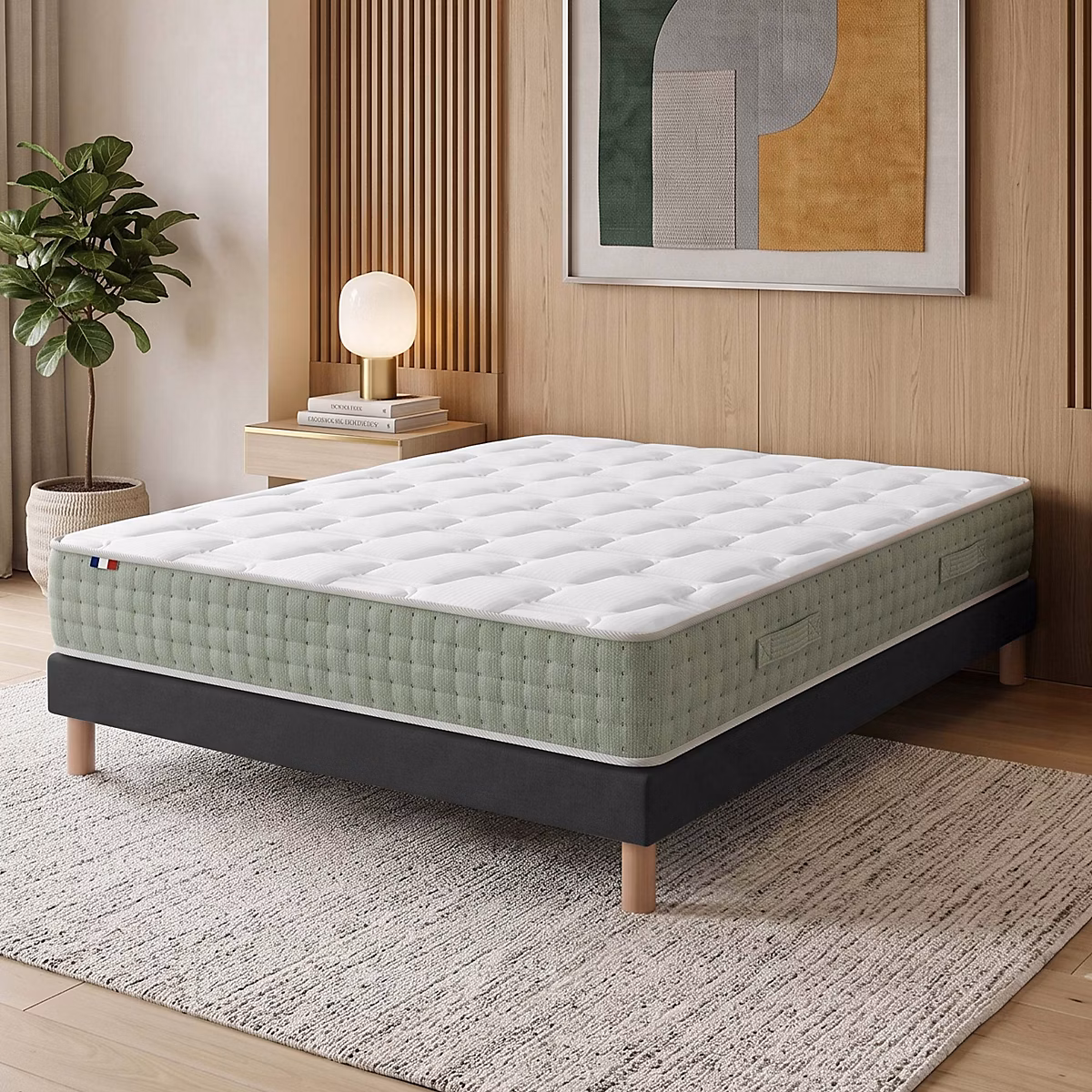 Lit, literie et linge de lit – Ensemble matelas Ressort 7 zones Face Hiver/Eté 140 x 190 Noir