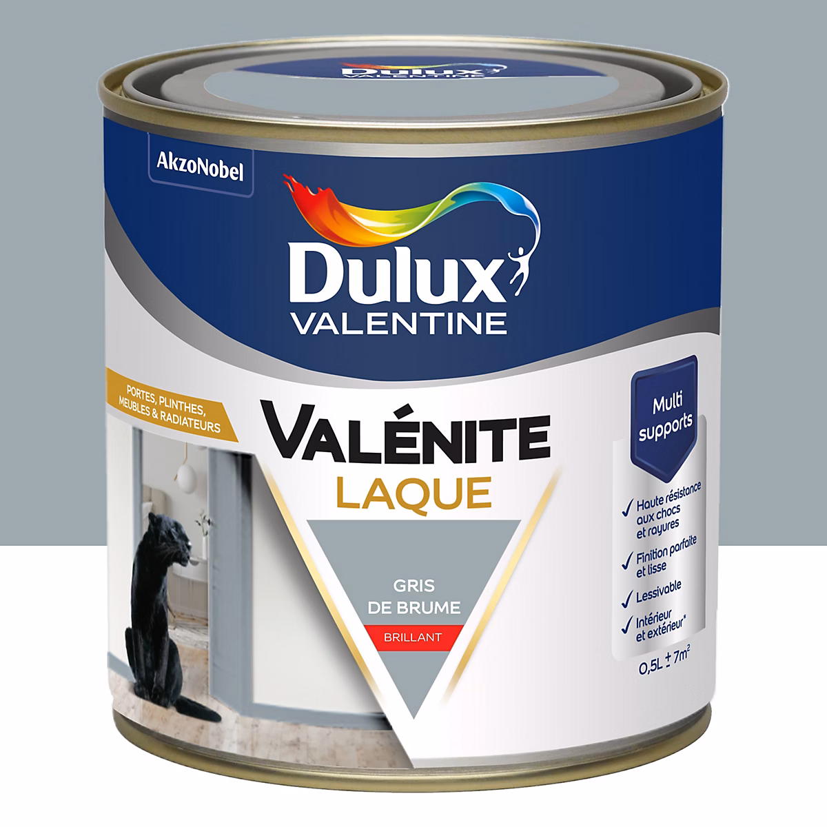 Peinture intérieure – Laque Valénite Dulux Valentine Acrylique brillant bleu gris de brume 500ml