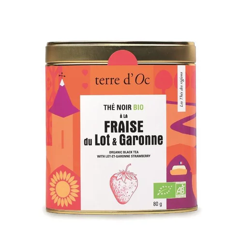 Thé noir bio fraise du lot et garonne Terre d'OC - 80 g