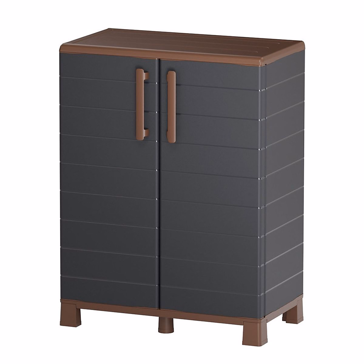 Armoire de rangement Extérieur/Intérieur 2 portes 2 Etagères Anthracite – Meuble de rangement de Garage 68 × 37 × 90 cm