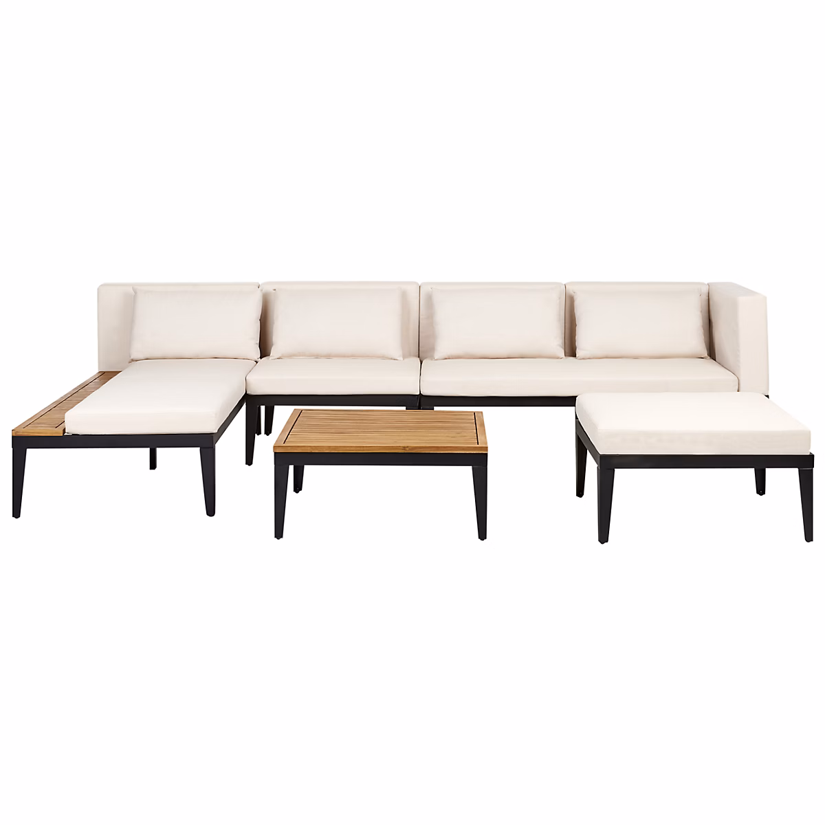 Salon et mobilier de jardin – Ensemble de salon de jardin avec table et ottoman 4 places BRACCIANO Côté droit Bois d'acacia certifié Beige clair