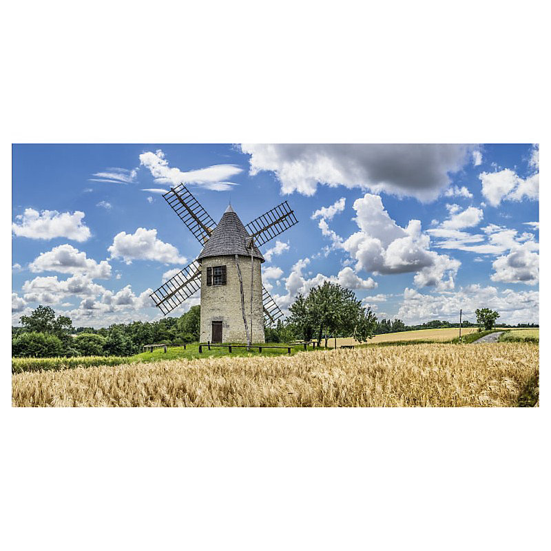 Brise vue imprimé MOULIN DE JEANNETTE – H.1.5 x L.3 m, 100% occultant, Made in France par Scenolia + kit de fixation offert