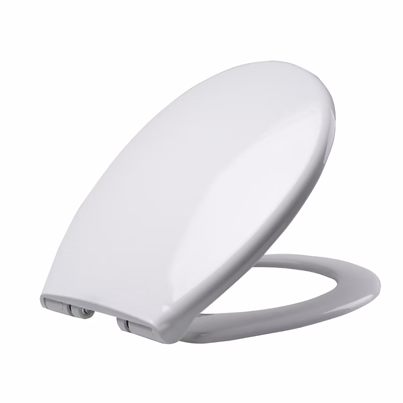 Abattant WC blanc de forme ovale en Polypropylène avec fermeture ralentie – réglable et déclipsable, NF, Océan