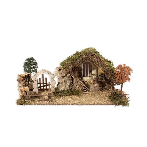Crèche Vide avec Arc et Arbres 55x25x20 cm Bois Multicolore
