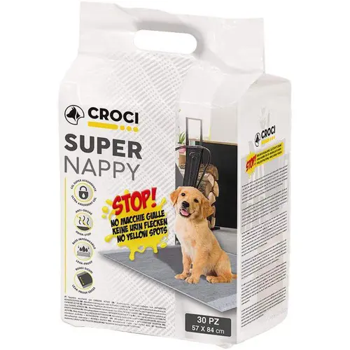 Lot de 30 tapis hygiéniques pour chien super nappy au charbon actif 30 pièces Crocy - 84 x 57 cm