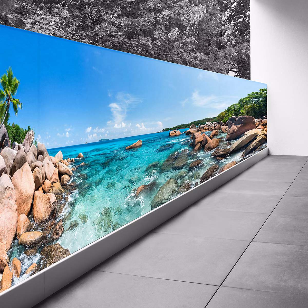 Brise vue Trompe l'oeil – 80 × 280 cm, Vue mer 3617689699714