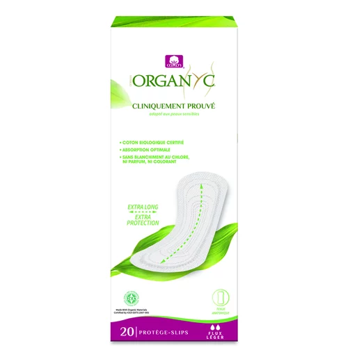 Protège-slip maxi extra long en coton bio Organyc - boîte de 20