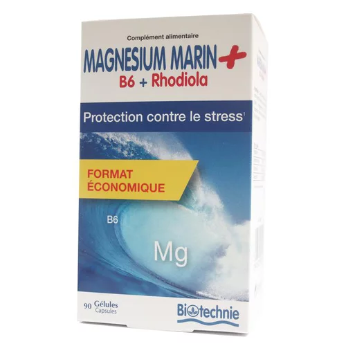 Magnésium marin et rhodiola contre le stress en format de 90 gélules