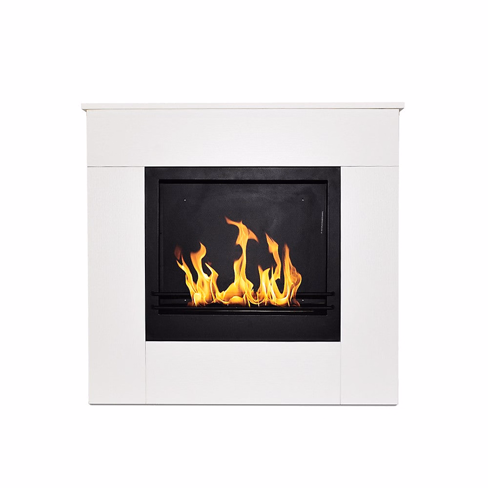 Cheminée Bioéthanol Sur Pied Michelangelo 96X36X90H En Bois Blanc – Fabriquée En Italie