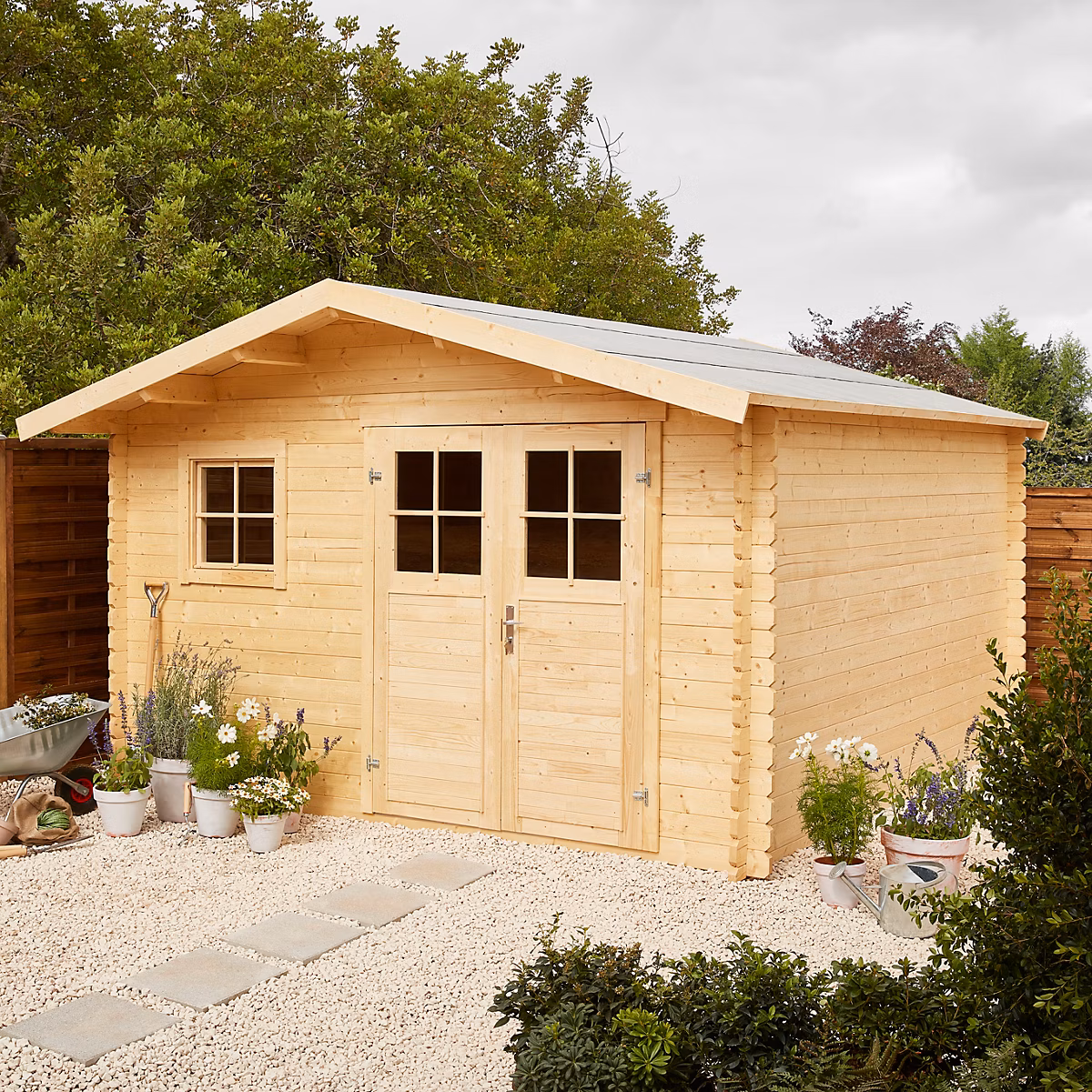 Abri de jardin Klikstrom Taman bois naturel ép.34 mm surface totale 16.5m² | Abri de jardin