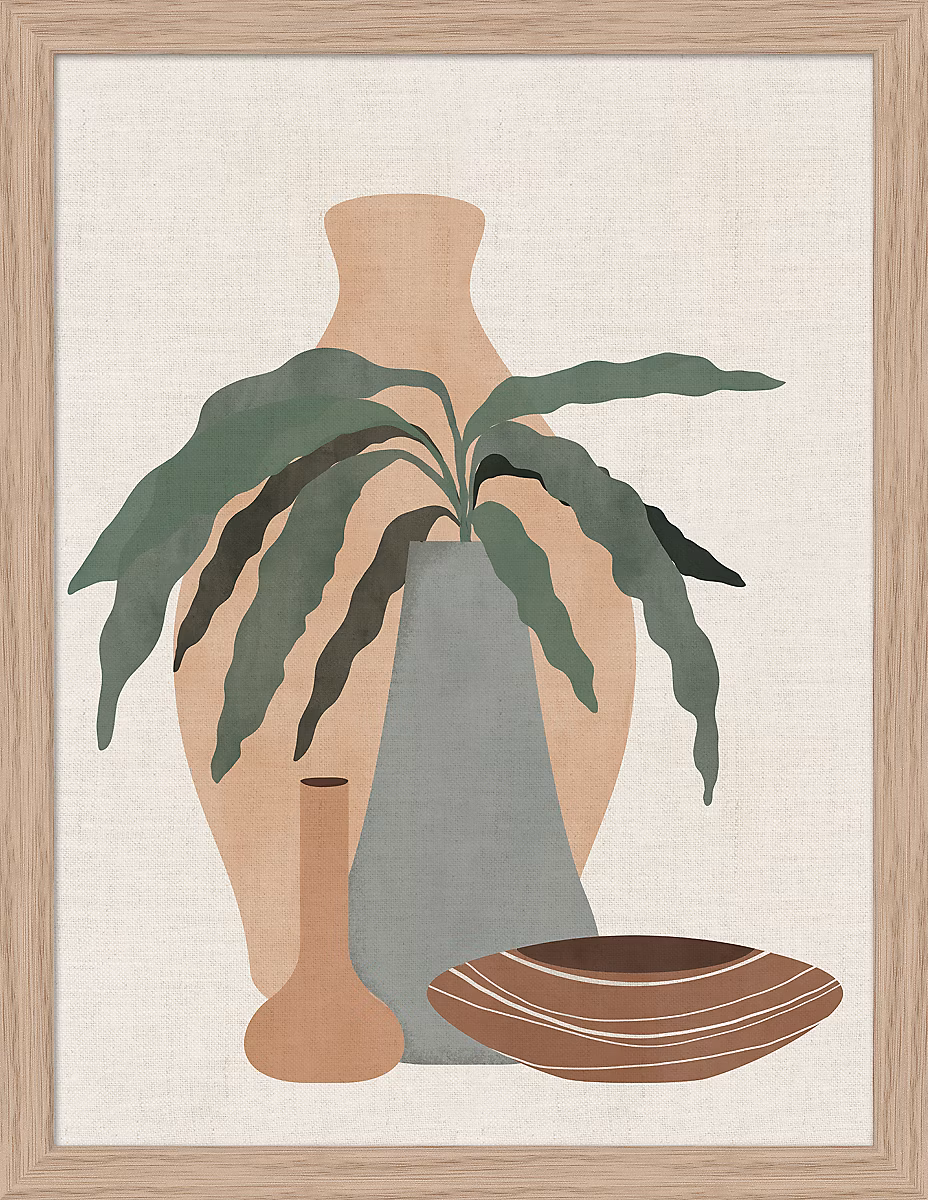 Image encadrée vase et pot ethnique beige l.30 x H.40 cm Dada Art – Réf. DHOOYMMGX0199130676