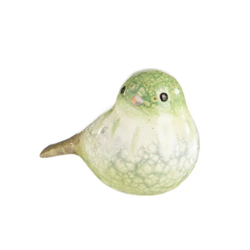 Oiseau coloris vert en terre cuite - 6,5 x 7 cm