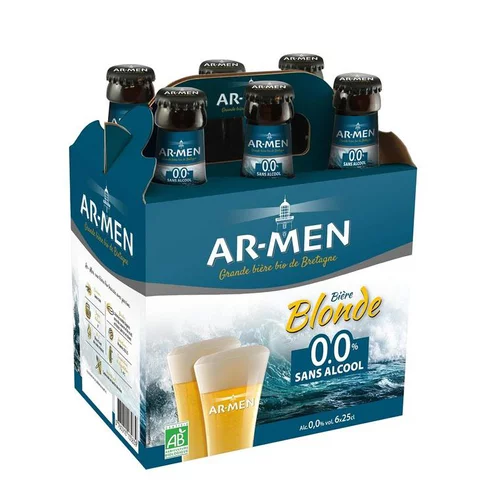 Bière blonde bio sans alcool Ar-Men - 6 x 25 cl