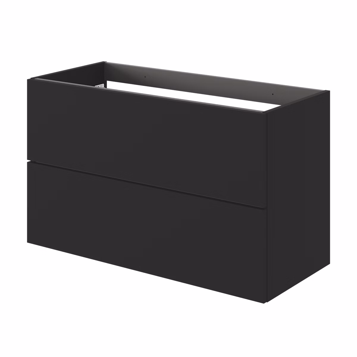 Meuble sous vasque l.100 x H.60 x P.45 cm – noir mat, 2 tiroirs sans poignées, Kentia