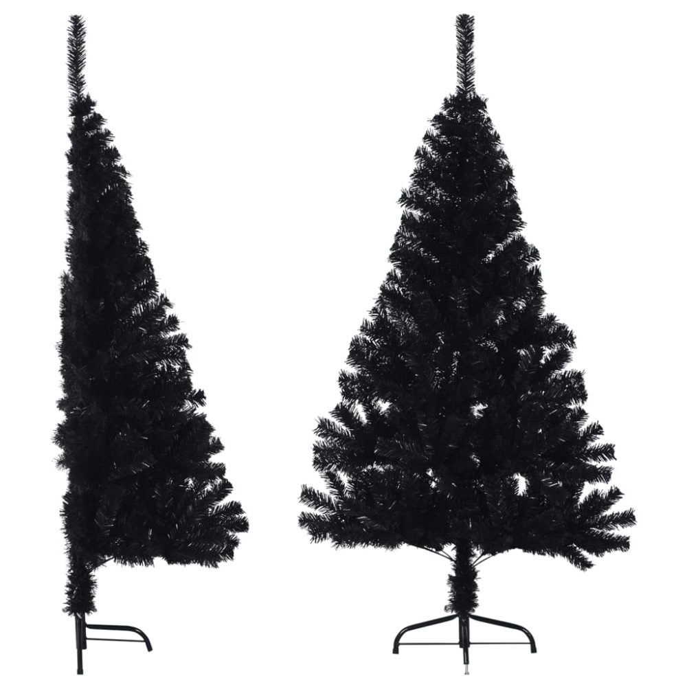vidaXL Demi sapin de Noël artificiel avec support Noir 150 cm PVC – Collection extérieure