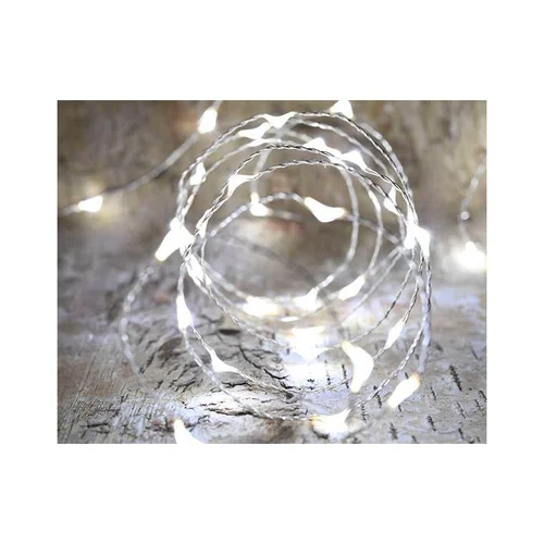 Guirlande solaire batterie remplaçable micro 50 LED coloris blanc pur Blachere - 5 m