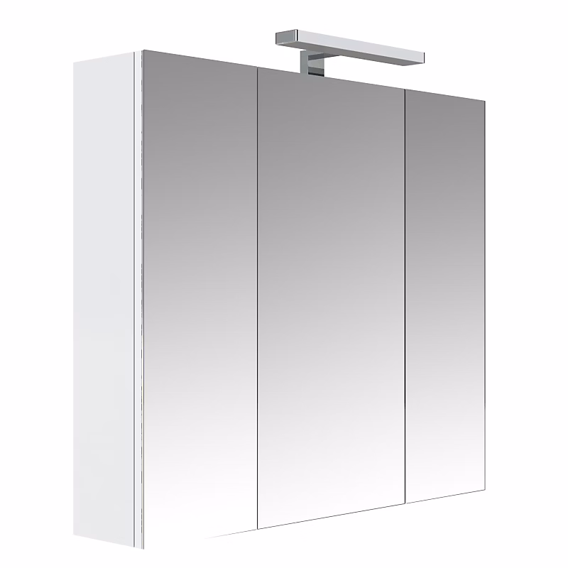 Meuble de salle de bains – Armoire miroir de toilette éclairante 3 portes 80 cm blanche Juno 2