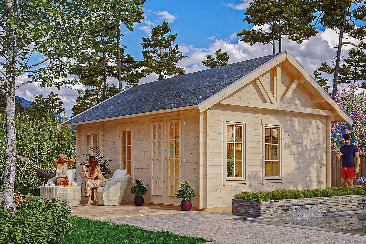 Chalet de loisirs SKAN HOLZ Bern 2 | 420 × 560cm – 45mm – toit isolable (pour bardeaux)