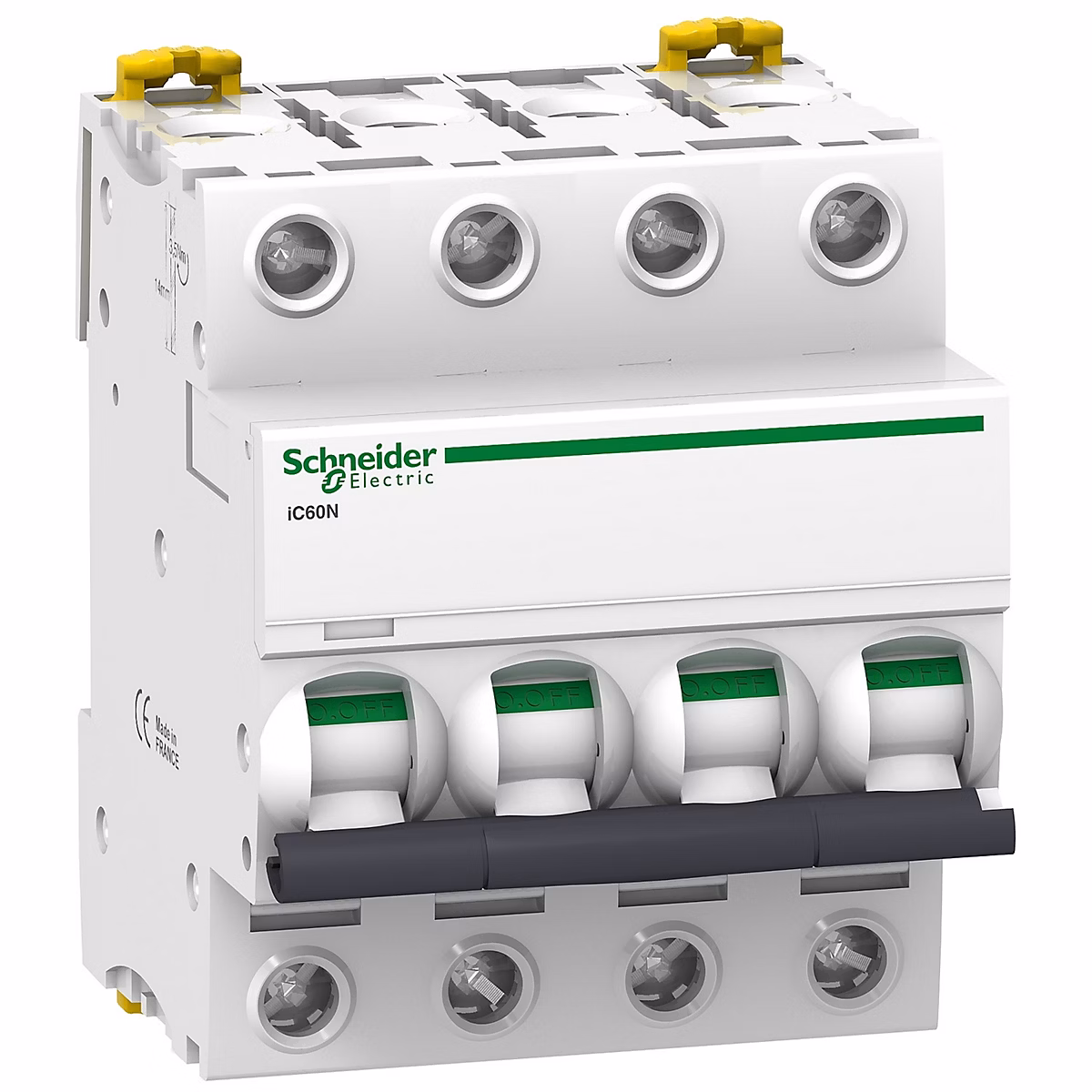 A9f74425 – Disjoncteur Tétrapolaire 4p 25a Courbe C, 4 Modules, 10ka, Schneider Electric Acti9 Ic60n